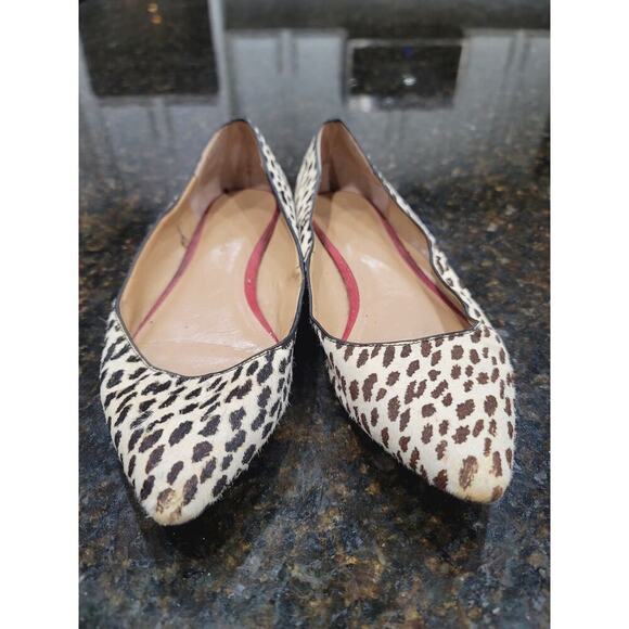 Banana Republic Pumps Women Size 8 White Brown Leopard Print Pointed Toe Slip On - Picture 1 of 11